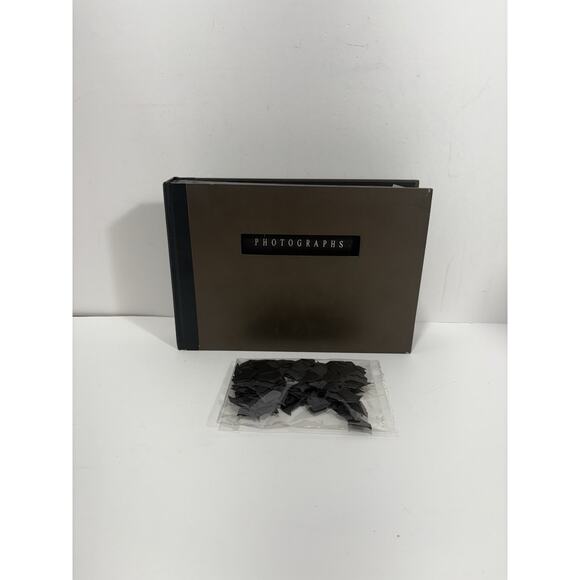 Umbra Photo Album Black w/Matte Bronze Leaf Finish 24 Page Vintage W Corners NEW - Picture 1 of 8